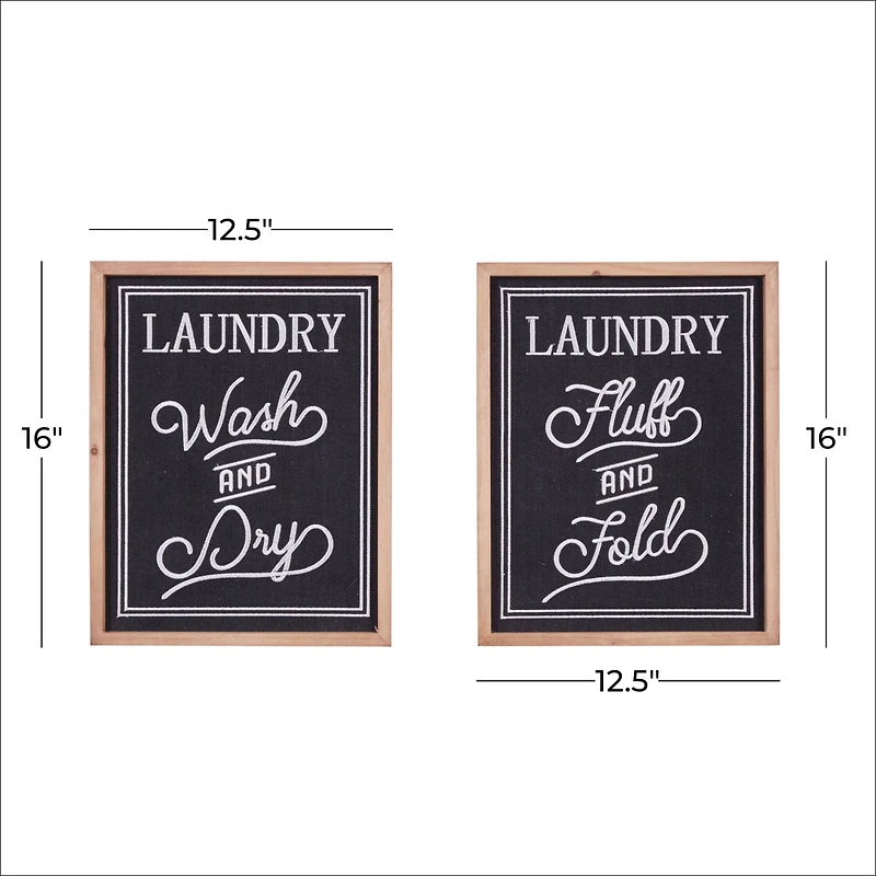 Set of 2 Black Wood Farmhouse Sign Wall Decor, 12.5" x 16"