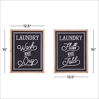 Set of 2 Black Wood Farmhouse Sign Wall Decor, 12.5" x 16"