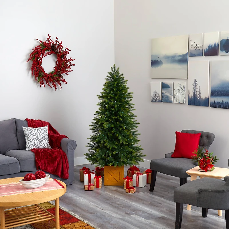 6ft. Pre-Lit Manchester Fir Artificial Christmas Tree, Clear LED Lights