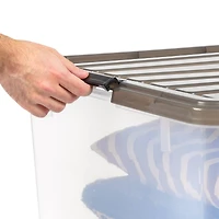 Iris® 144qt. Clear View Plastic Storage Bins with Gray Latching Buckle Lids, 3ct.