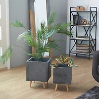 Dark Gray Contemporary Planter Set