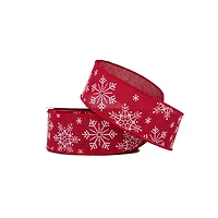 1.5" x 30ft. Red & White Snowflakes Wired Ribbon by Celebrate It®