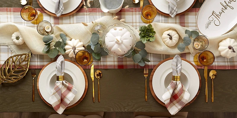 DII® 108" Plaid Thanksgiving Cozy Picnic Table Runner