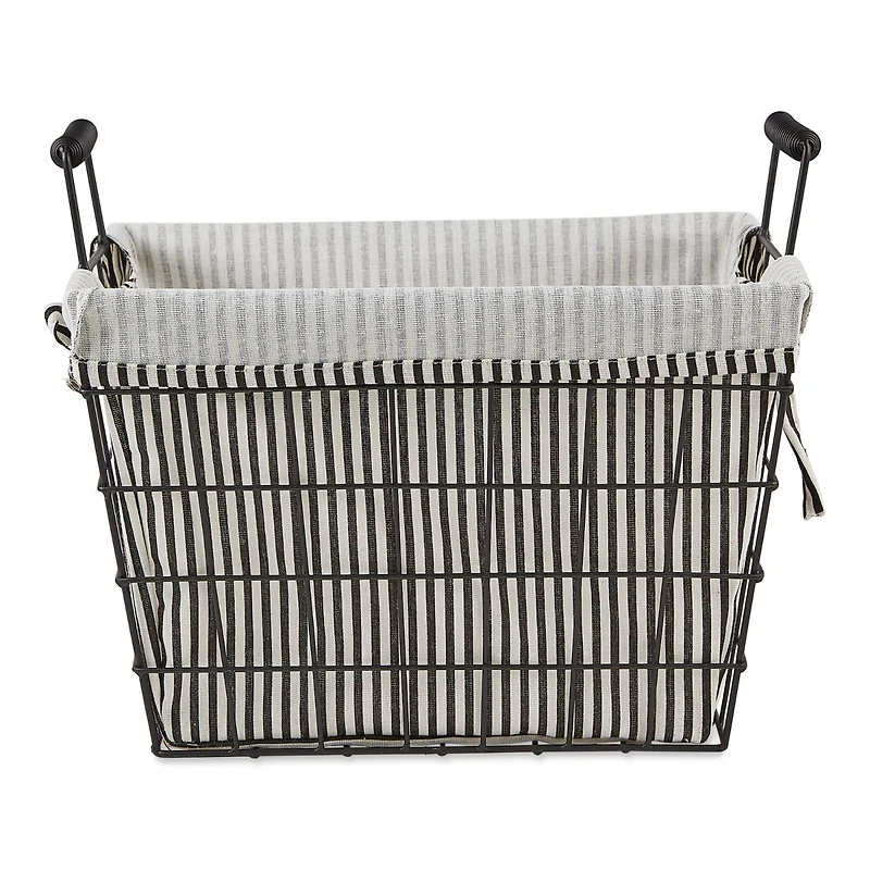 DII® Black & White Ticking Stripe Lined Basket Set