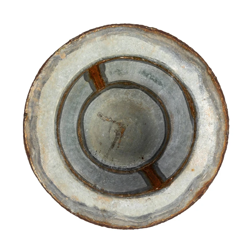 Hello Honey® 16" Zinc Round Metal Footed Planter with Distressed Finish