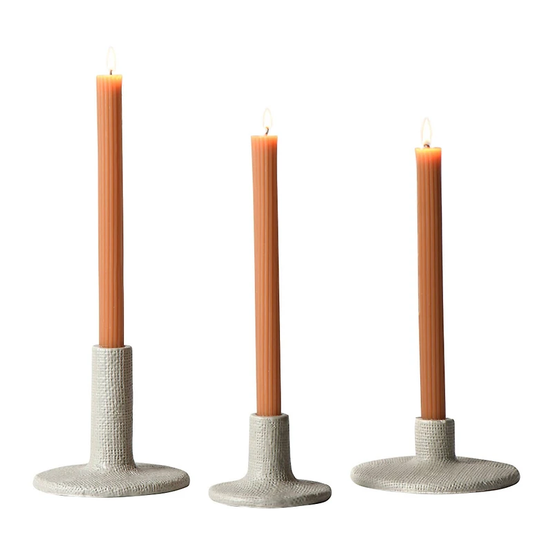 Hello Honey® Stoneware Taper Candle Holders Set, 3ct.