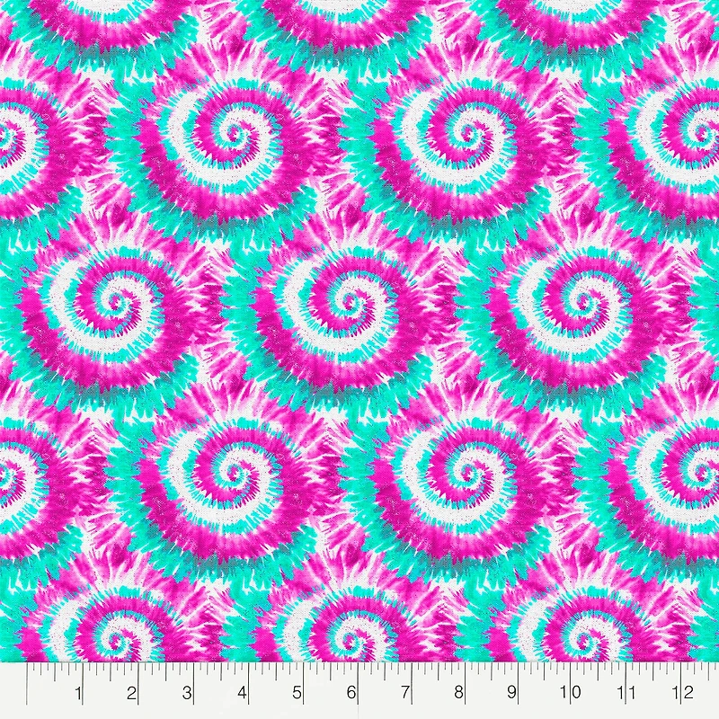 Fabric Editions Pink & Turquoise Tie Dye Cotton Fabric