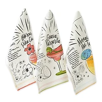 Tropical Sips Recipe Embellished Dishtowel (Set of 3)