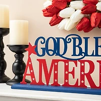 Glitzhome® 18" Wide God Bless America Tabletop Décor