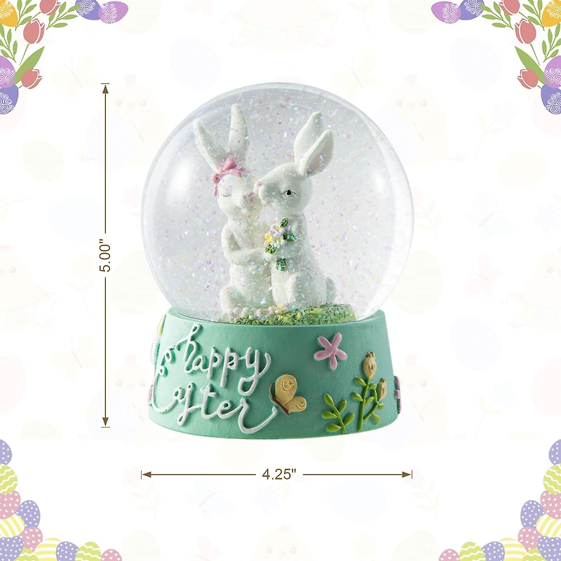 Glitzhome® 5" Easter Bunny Couple Waterglobe