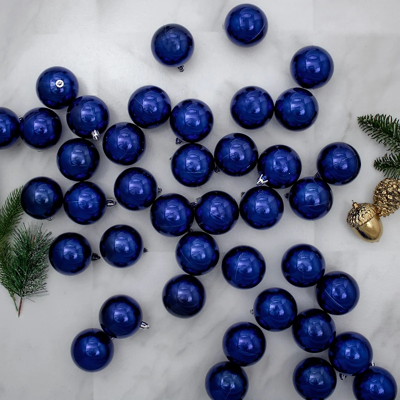 60ct Shiny Royal Blue Shatterproof Ball Ornaments
