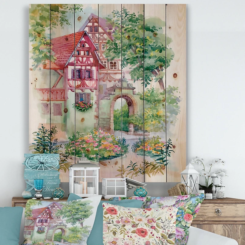 Designart - Red Rustic House In The Country Side