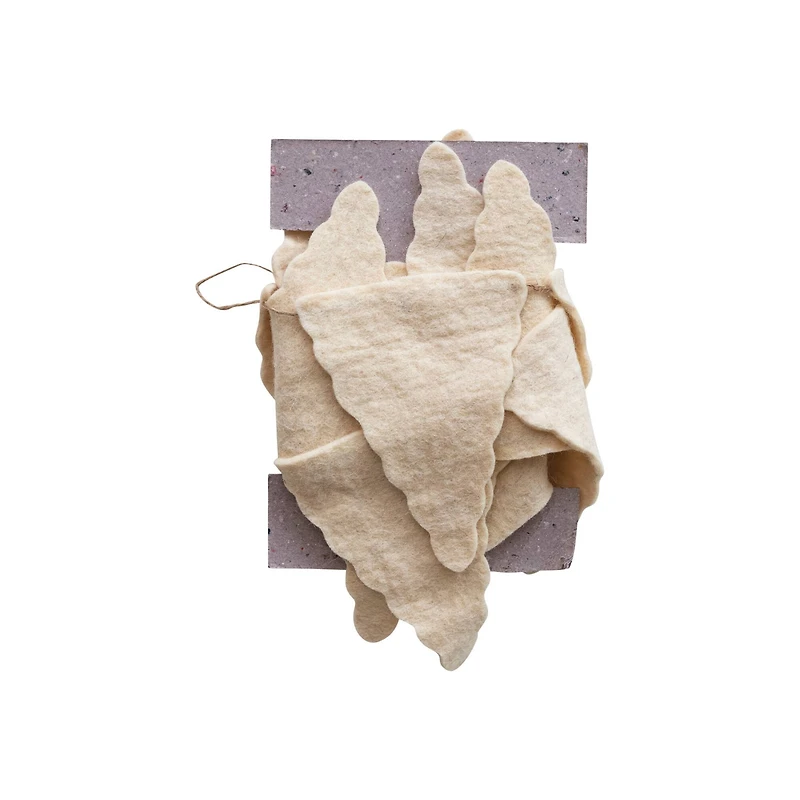 Hello Honey® 6ft. Cream Handmade Wool Felt Pennant with Scalloped Edges Garland
