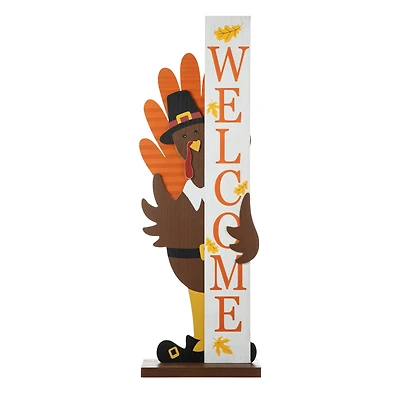 Glitzhome® 36" Thanksgiving Wooden Turkey Welcome Porch Décor