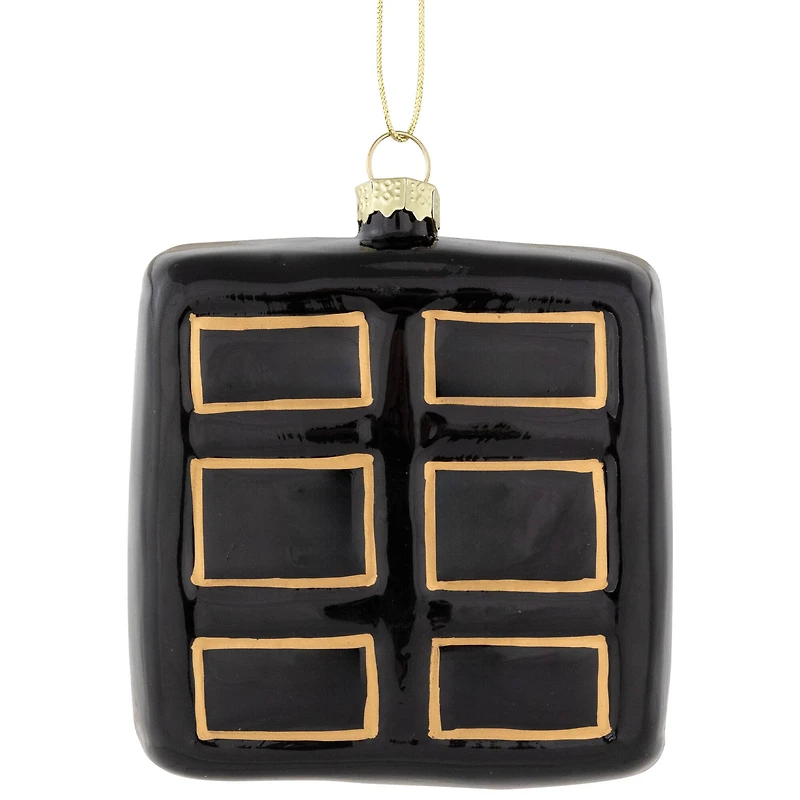 3" Black and Gold Organ Glass Christmas Ornament
