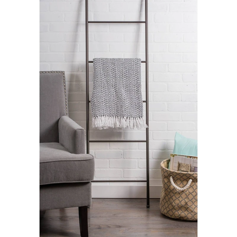 DII® Black Herringbone Stripe Throw