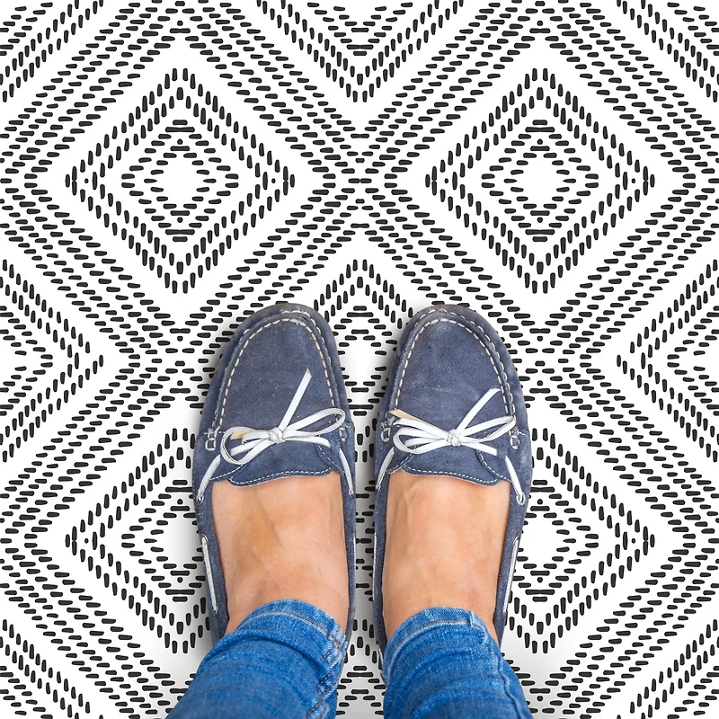 RoomMates Santorini Black & White Peel & Stick Floor Tile