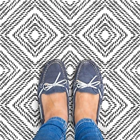 RoomMates Santorini Black & White Peel & Stick Floor Tile