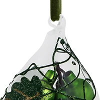 Green Grape Cluster in Glass Cloche Teardrop Ornament