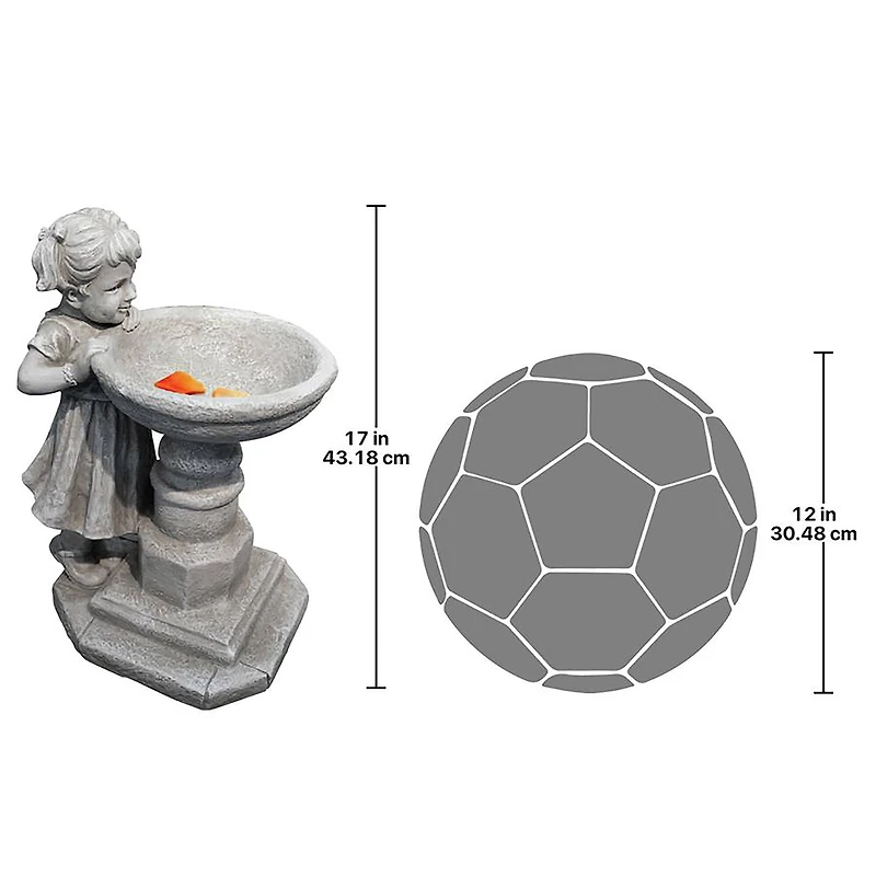 Design Toscano 17" Georgina's Garden Gaze Child at Birdbath Statue