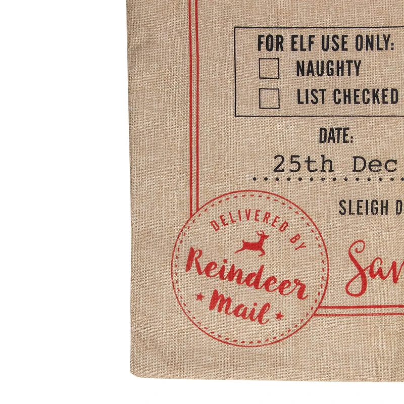 27" Beige & Red Christmas Delivery Tie Gift Bag