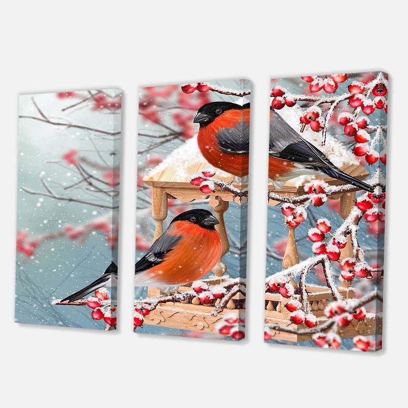 Designart - Two Chickadee Sit On A Snow-Covered Branch