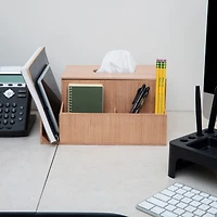 Mind Reader Bali Collection 4-Compartment Tissue Box Holder & Organizer