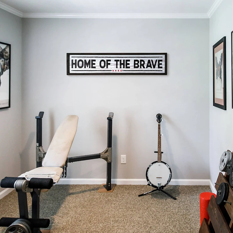 American Art Décor™ 36" Home Of The Brave Wood Novelty Wall Sign