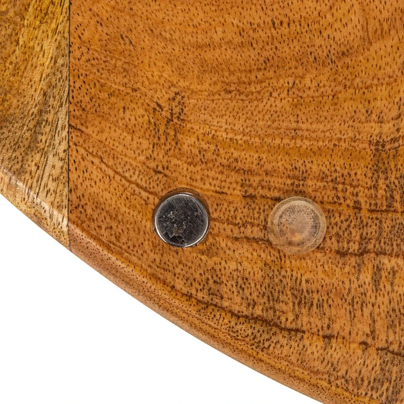 Hello Honey® 26" Natural & Gold Round Mango Wood Folding Cheese & Serving Board