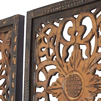 Set of 2 Brown Wood Traditional Wall Decor, 48" x 16"