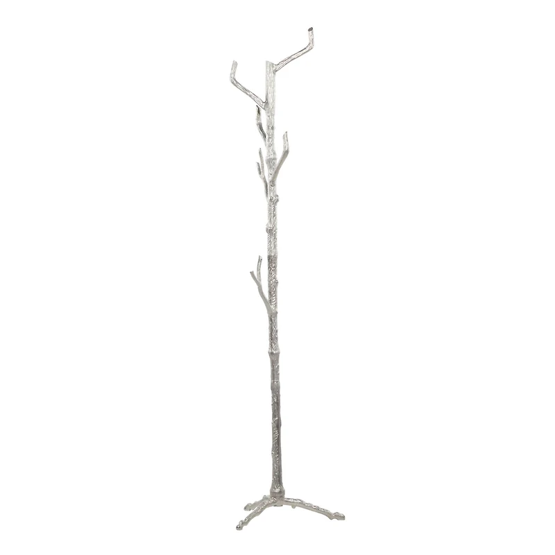 Silver Aluminum Eclectic Coat Rack, 71" x  17" x  17"