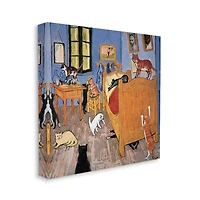 Stupell Industries Cats in The Bedroom Classic Painting Parody Canvas Wall Art
