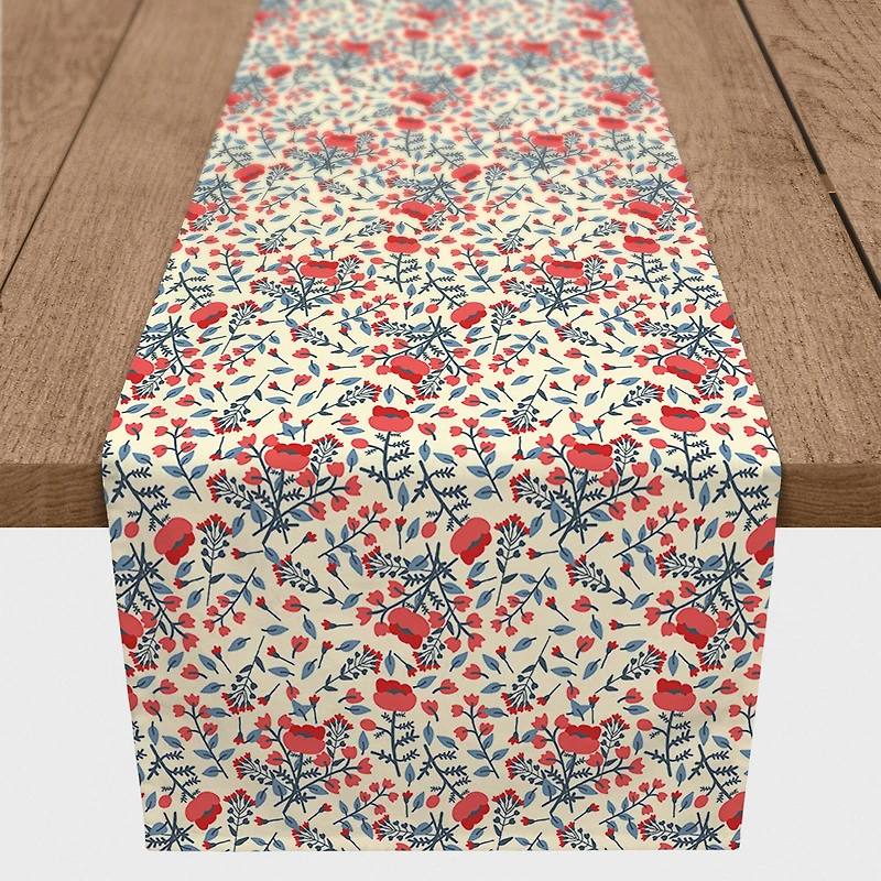 Patriotic Florals Poly Twill Table Runner