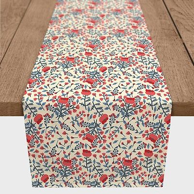 Patriotic Florals Poly Twill Table Runner