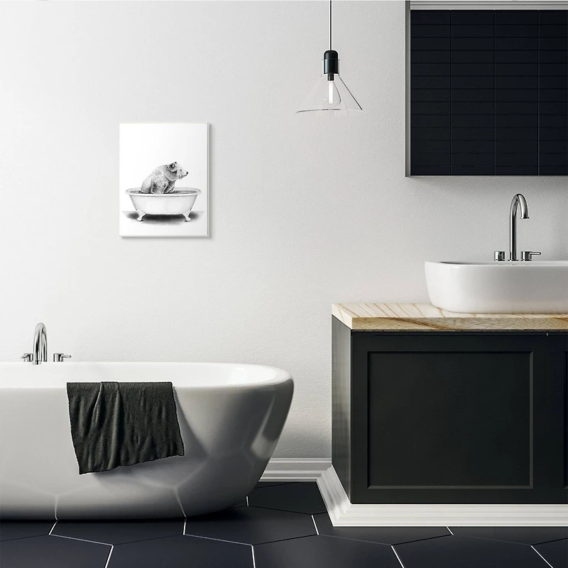 Stupell Industries Bear in a Tub Drawing Wall Plaque