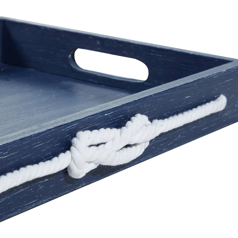 Blue MDF Farmhouse Tray Set