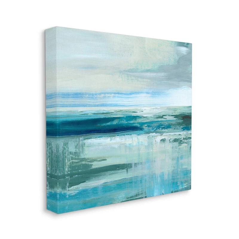 Stupell Industries Abstract Ocean Horizon Modern Nautical Painting Blue Green Canvas Wall Art