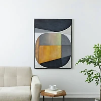 Gray & Yellow Abstract Circle Framed Wall Art
