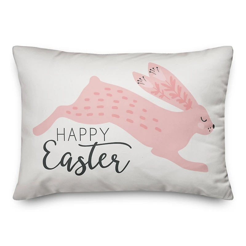 Blush Leaping Rabbit Throw Pillow