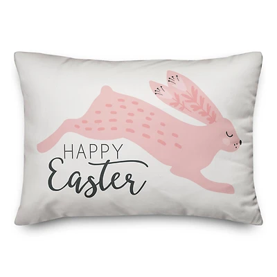 Blush Leaping Rabbit Throw Pillow
