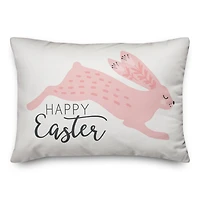 Blush Leaping Rabbit Throw Pillow