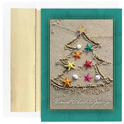 JAM Paper Sand Tree Christmas Cards Set, 18ct.