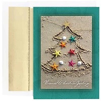 JAM Paper Sand Tree Christmas Cards Set, 18ct.