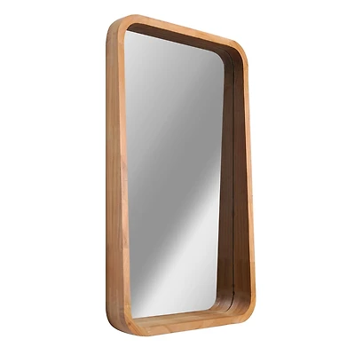 Contemporary Raised Lip Natural Wood Framed Wall Mirror - 13" x 17.5"