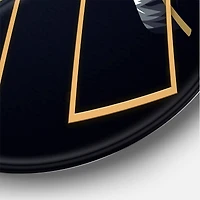 Designart - Black Tropical Leaves With Golden Rectangles