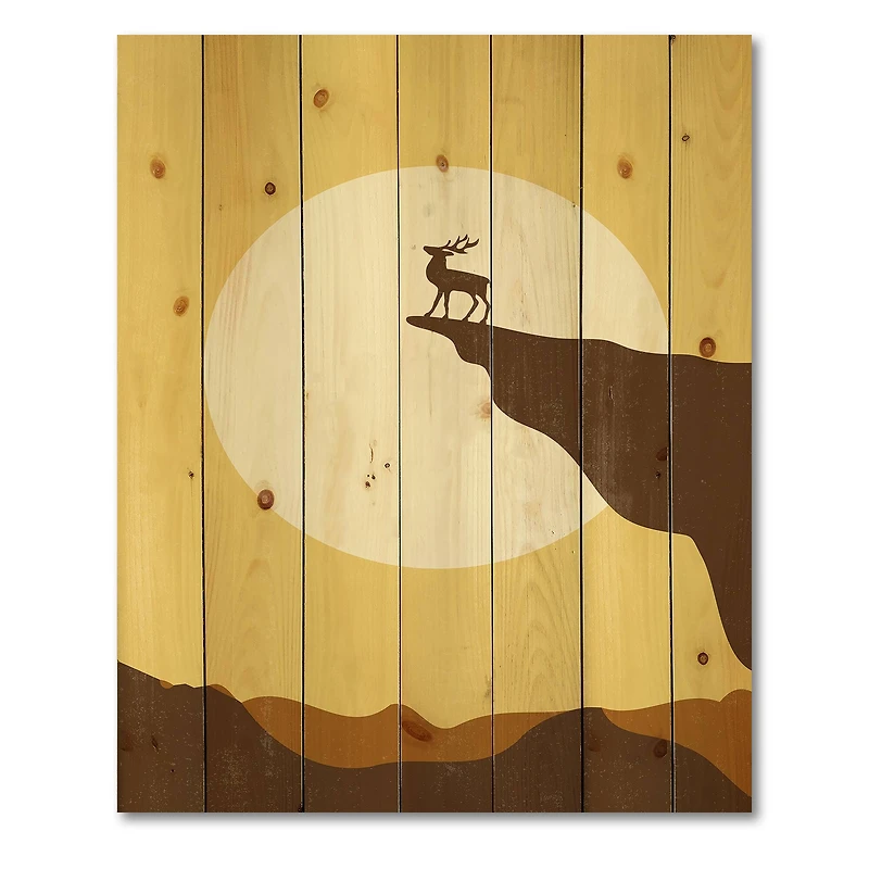 Designart - Minimalistic Deer At Sunset On Mountain Top Sunset