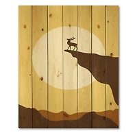 Designart - Minimalistic Deer At Sunset On Mountain Top Sunset