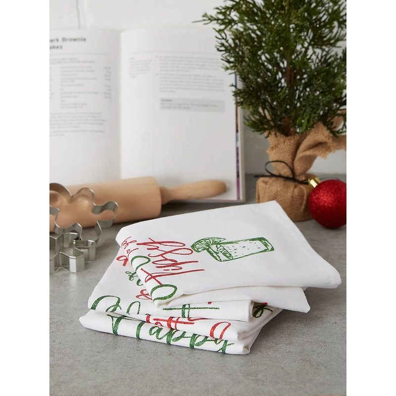 DII® Assorted Tipsy Glitzy Christmas Dishtowel Set