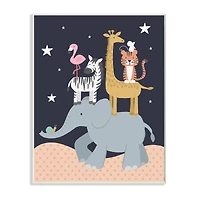 Stupell Industries Starry Night Sky Safari Animals Wall Plaque