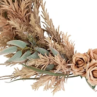 24" Fall Harvest Pale Rose & Thistle with Foliage Artificial Wreath